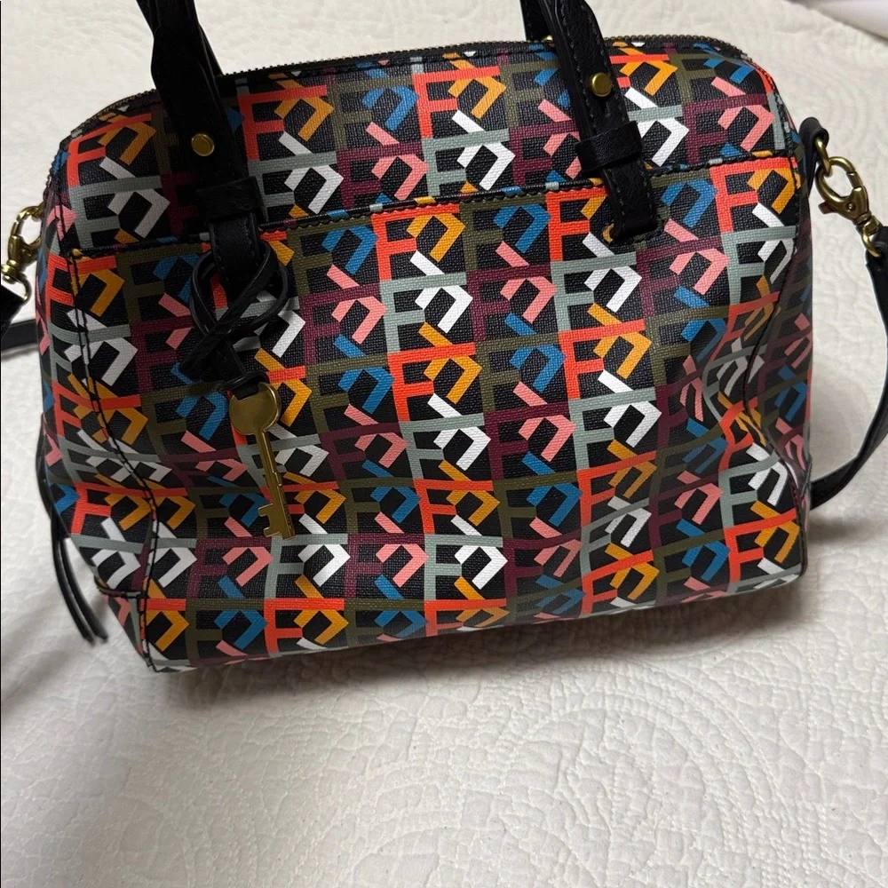 Fossil Colorful Patterned Handbag and Wallet Set